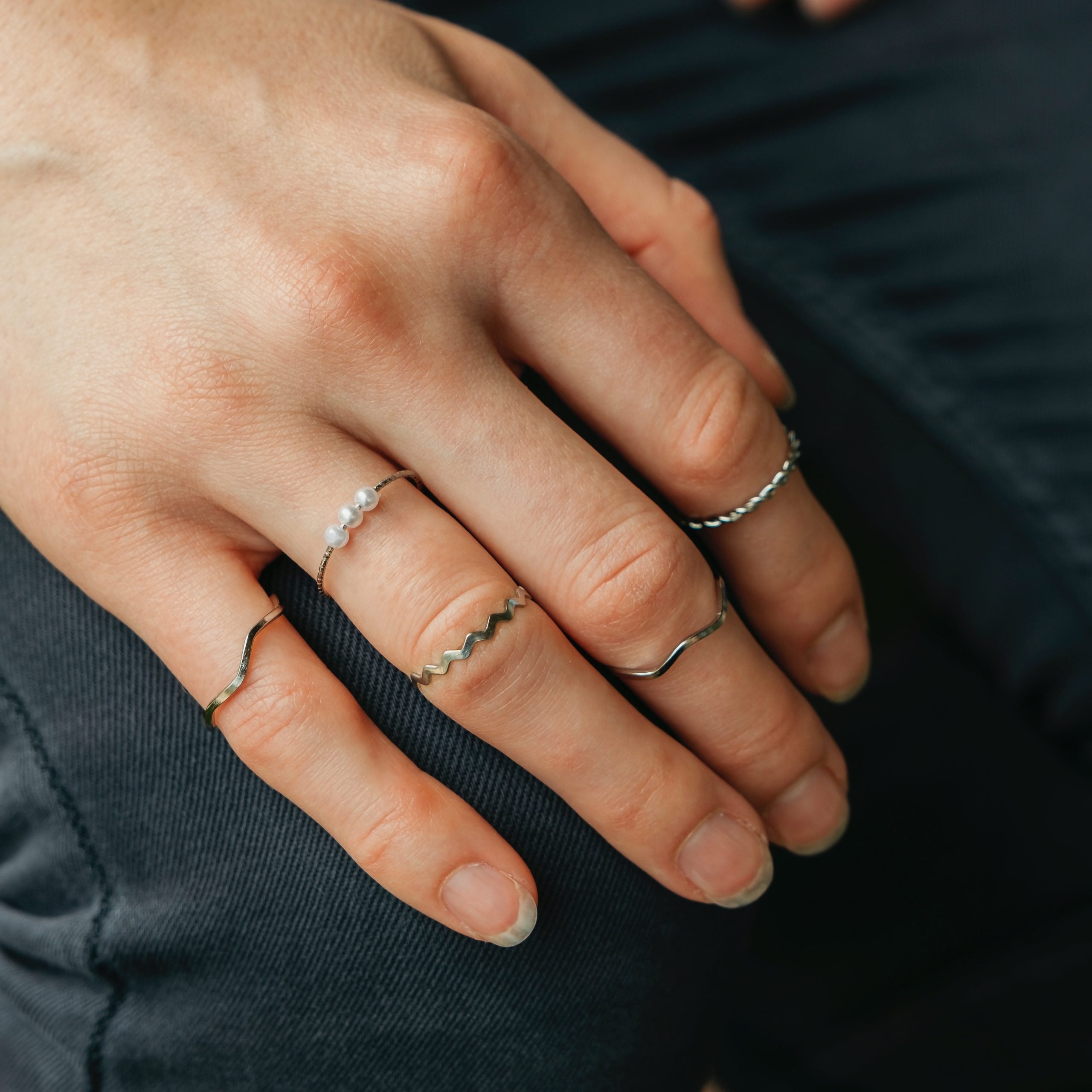 Simple gold store stacking rings