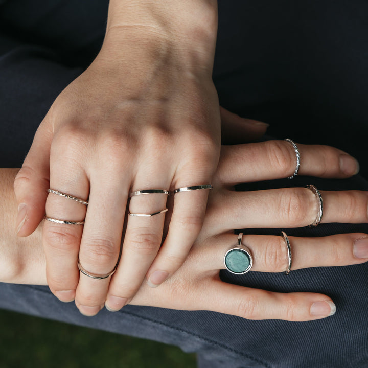 10 Pieces Silver Stackable Green Stone Retro Multi Finger Boho Ring Set — Boho Jewellery UK | The Colourful Aura