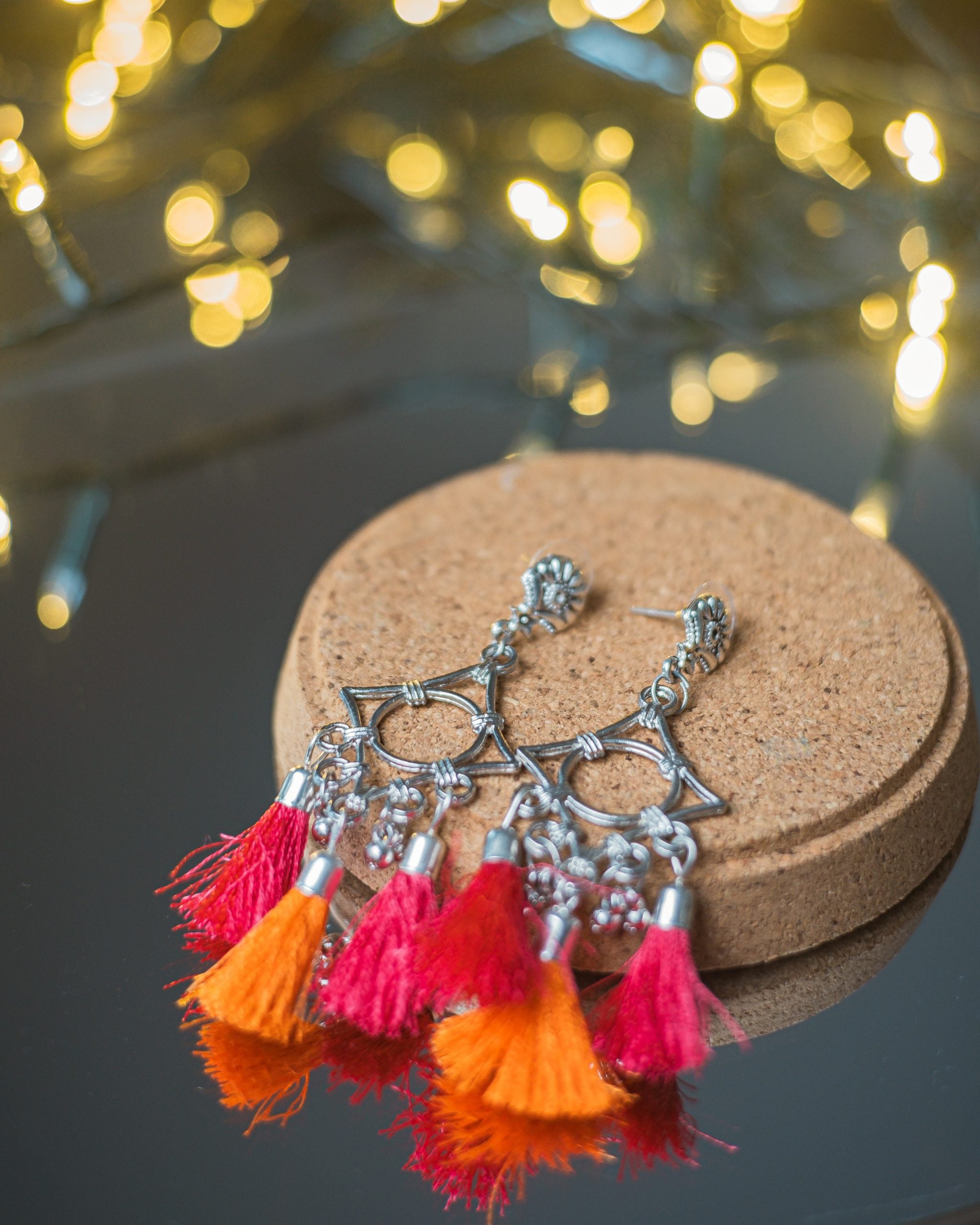 Orange on sale tassel earrings