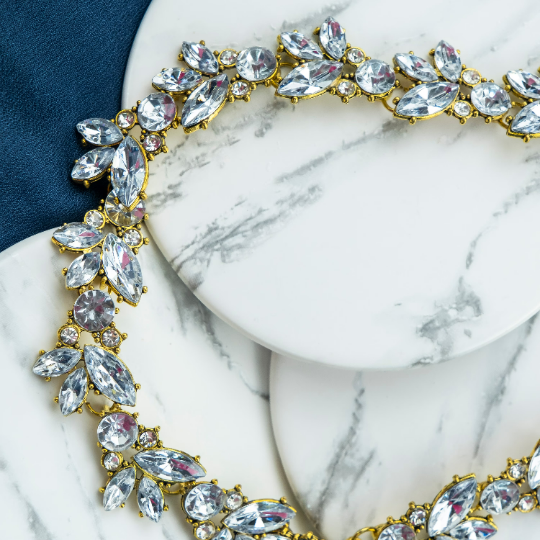Large Cubic Zircon CZ Crystal Wedding Bridal Costume Necklace Jewellery