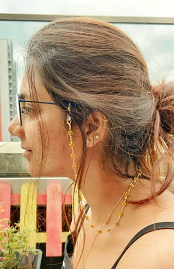 Yellow Floral Reading EyeGlass Detachable Glass Chain Sun Flower Holder Lanyard