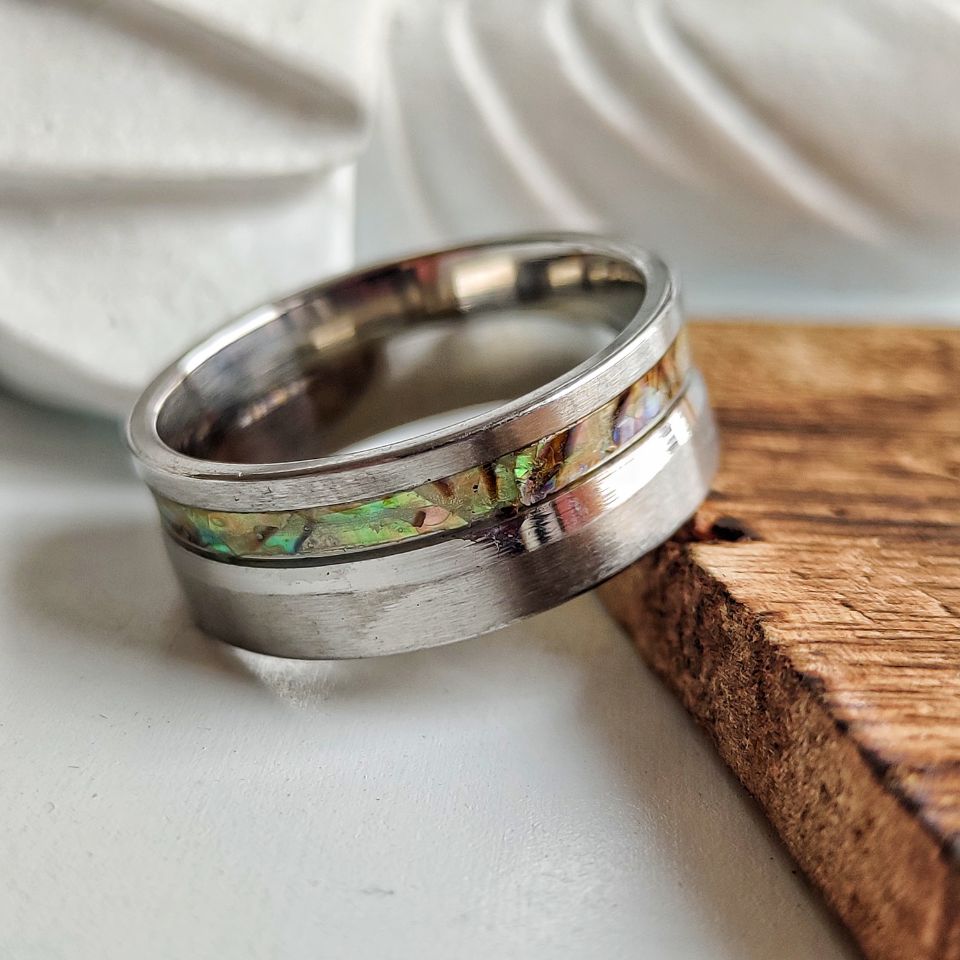 Tungsten Shell Pattern Unisex Steel Band Thumb Ring