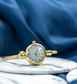 Gold Stainless Steel Roman White Dial Bangle Adjustable Bracelet Watch