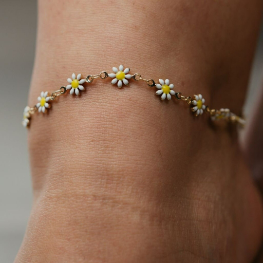 Multicolour Sun Flower Summer Indie Boho Daisy Floral Charms Payal Anklet
