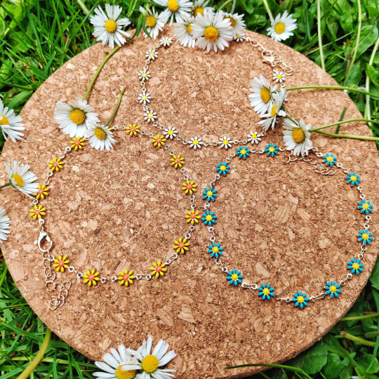 Multicolour Sun Flower Summer Indie Boho Daisy Floral Charms Payal Anklet