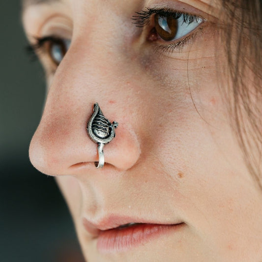 Shankh Oxidised Nose Ring