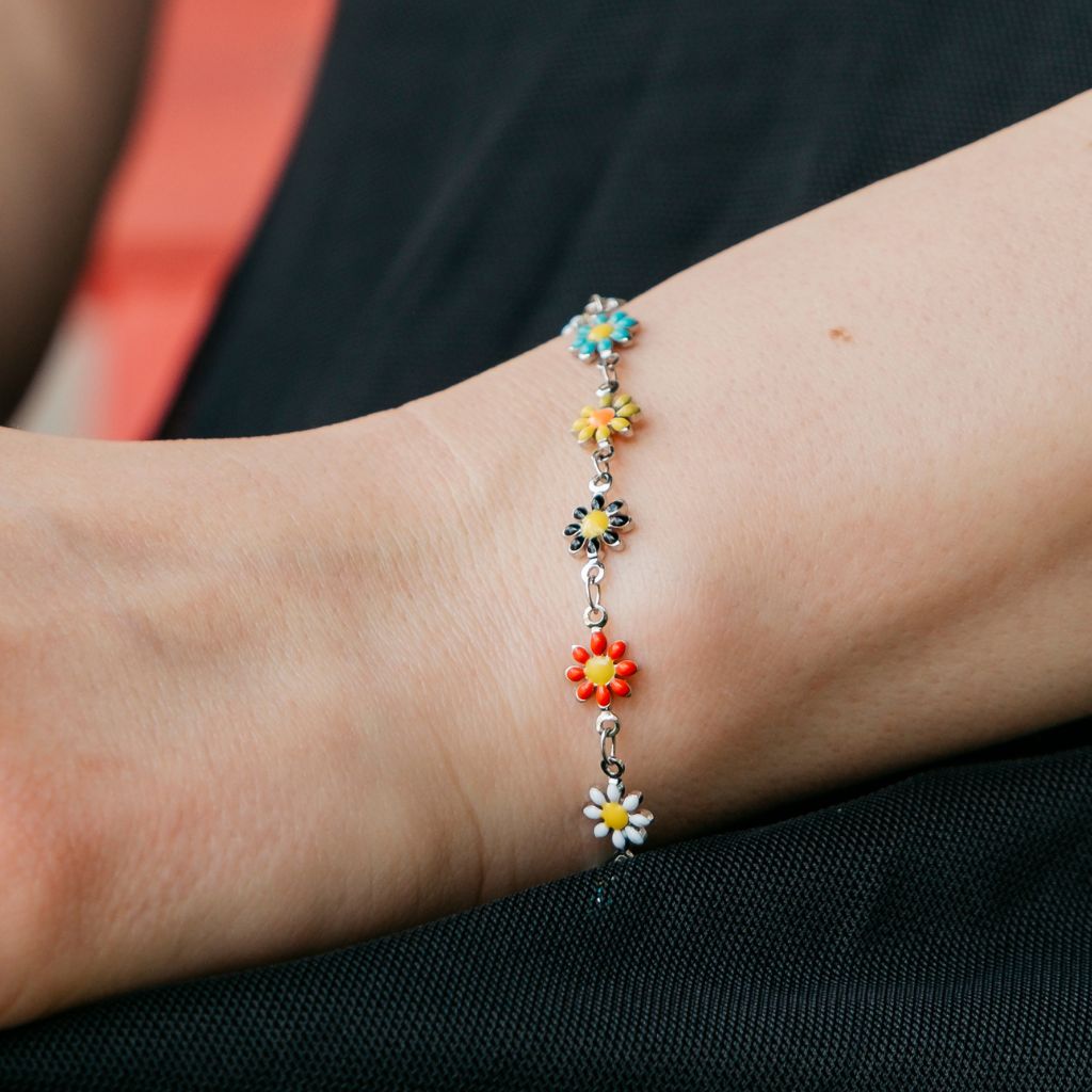Silver Colourful Rainbow Sun Flower Charm Indie Daisy Floral Summer Boho — Boho Jewellery UK | The Colourful Aura