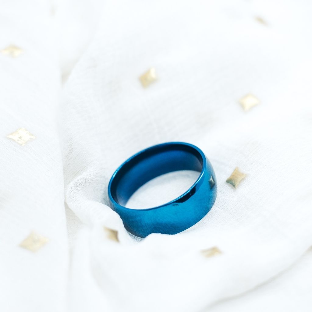 Mens Blue Tungsten Ring