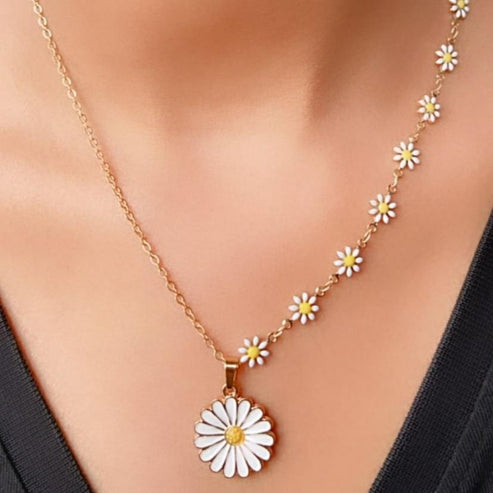 Colourful White Sunflower Charms Choker Summer Necklace