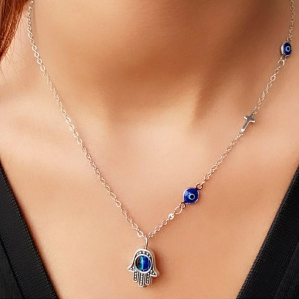 Buy Protection Necklace with Evil Eye and Hamsa Hand Online in India |  Zariin