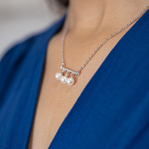 Best Sterling Silver Jewelry - Sterling Silver pearl Necklace, freshwater pearl Floating pendant