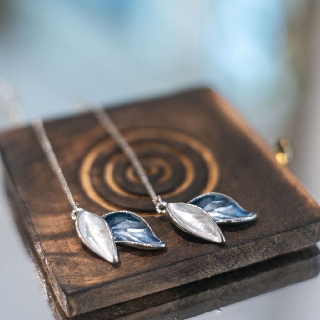 Elegant Grey White Long Leaf Drop Tassel Chain Marble Texture Earrings