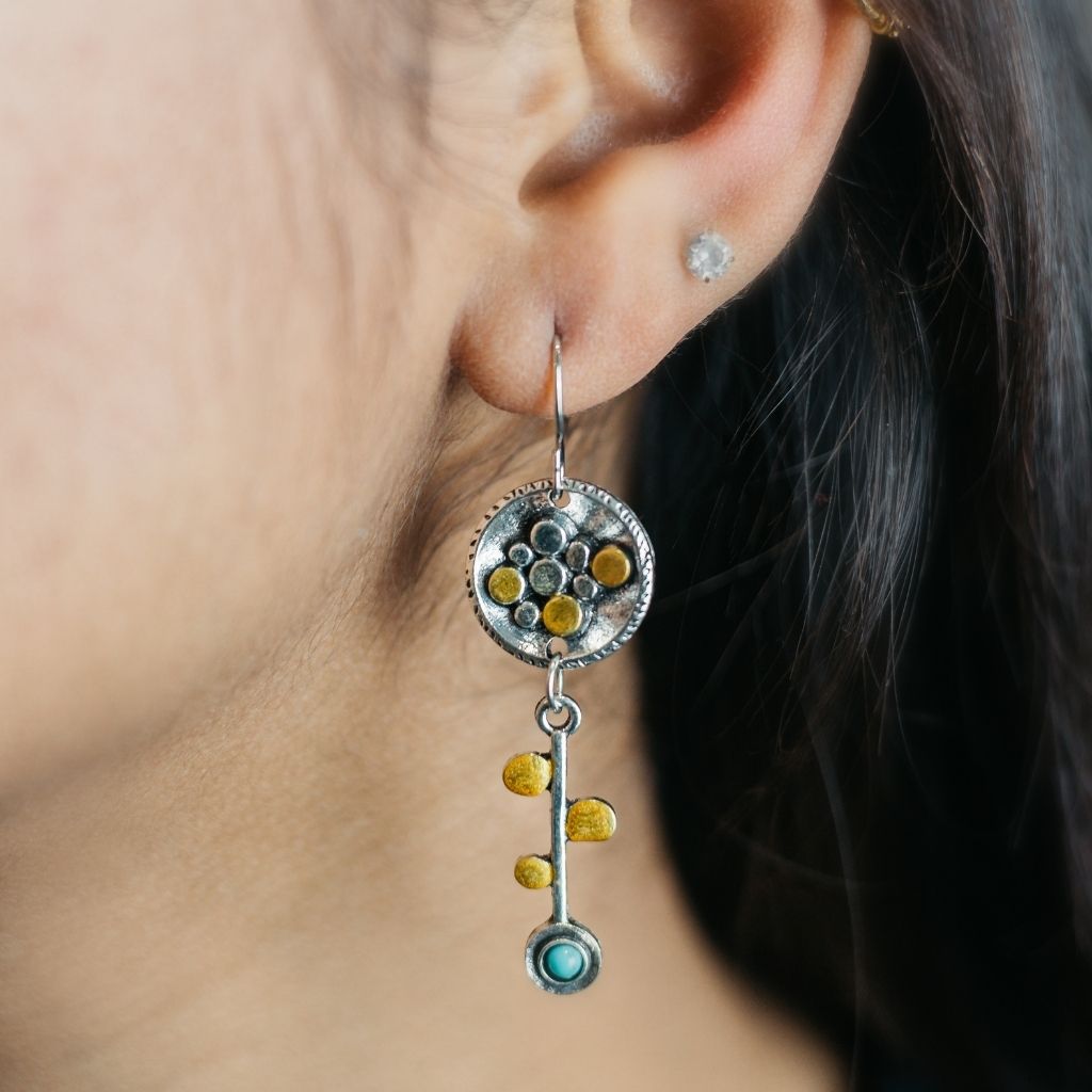 Retro Vintage Ethnic Leaf Punk Hammered Statement Dangle Drop Earrings — Boho Jewellery UK | The Colourful Aura