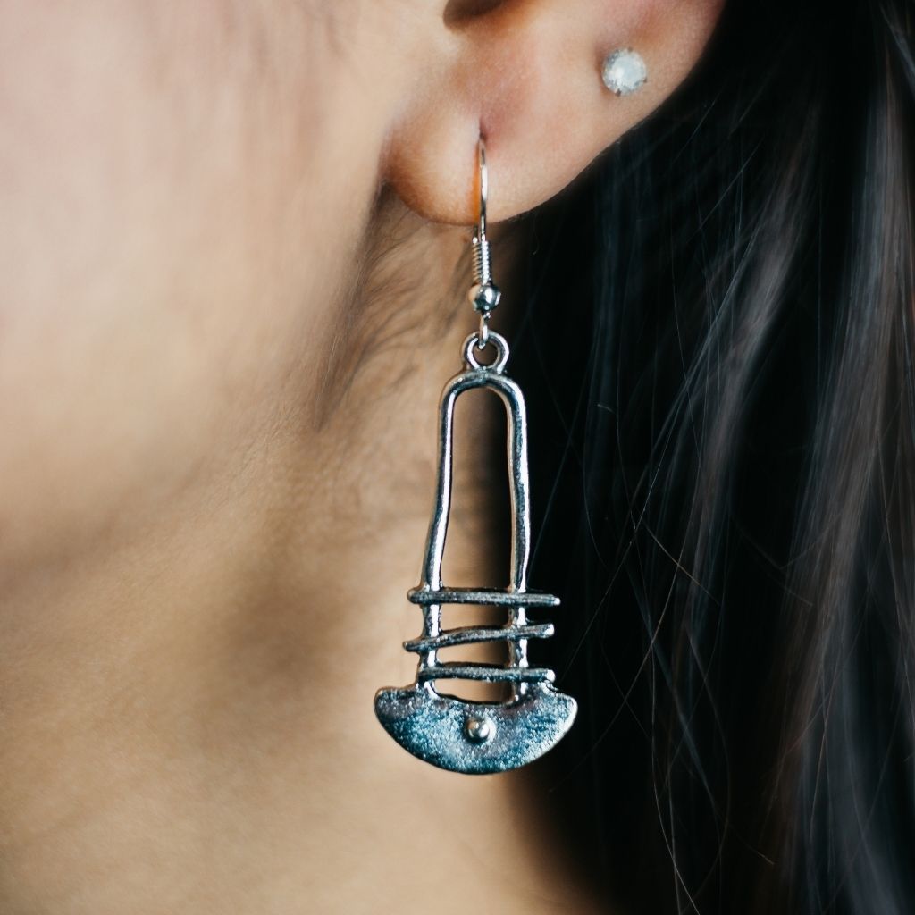 Silver Geometric Ladder Earring