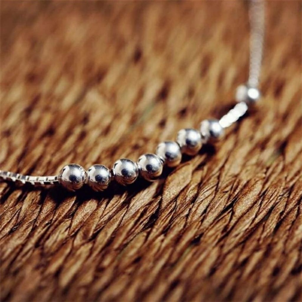 925 Sterling Silver Ball Beaded Thin Chain Simple Minimalistic Everyday Bracelet
