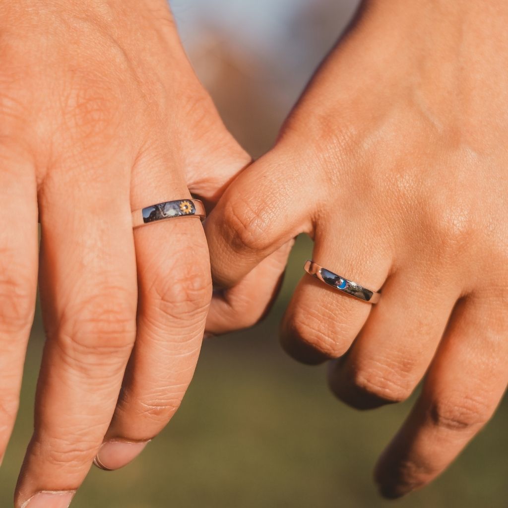 Silver Celestial His and Her Promise Rings | Moonkist Designs