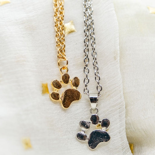Silver Gold Cat Paw Necklace