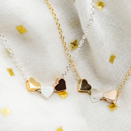 Three Heart Tiny Love Necklace