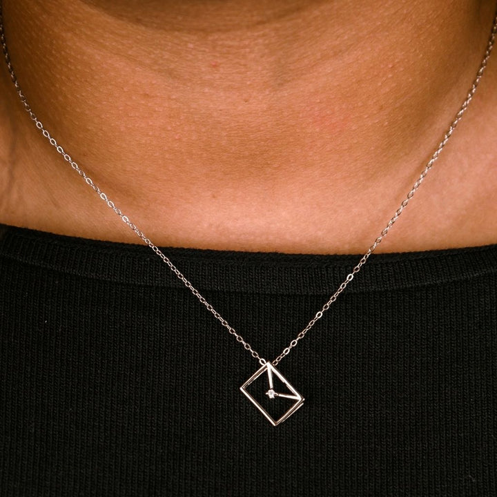 925 Silver Envelope Letter Square Dainty Slim Pendant Necklace – The Colourful Aura