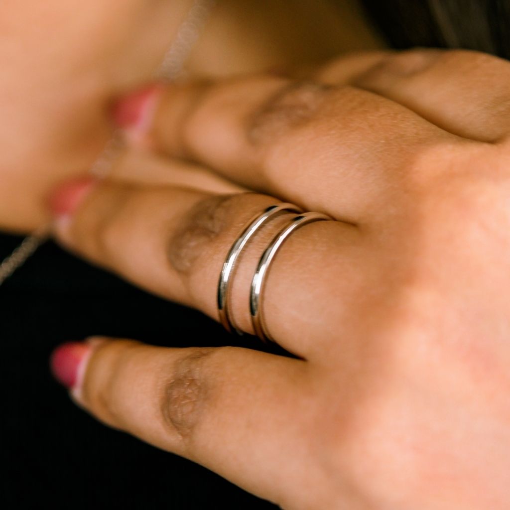 Silver double band on sale ring