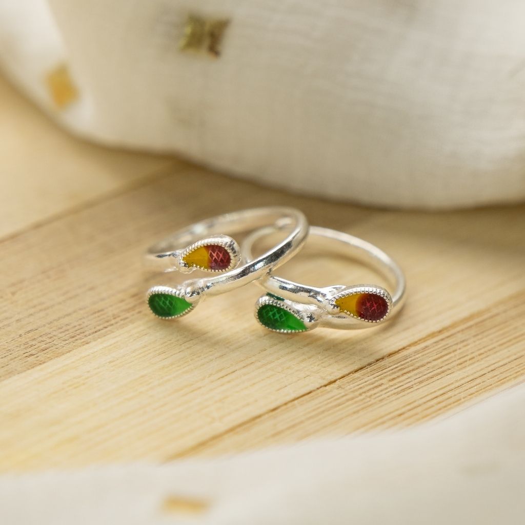 1 Pc Pure Silver Colourful Floral Bohemian Midi Slim Beach Toe Ring — Boho Jewellery UK | The Colourful Aura