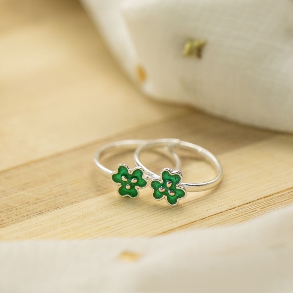 925 Silver Green Floral Bohemian Midi Band Dainty Beach Toe Ring – The Colourful Aura