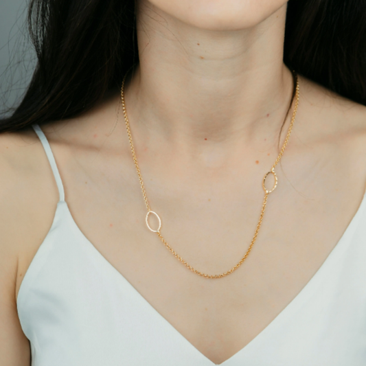 Oval Circle Gold Necklace
