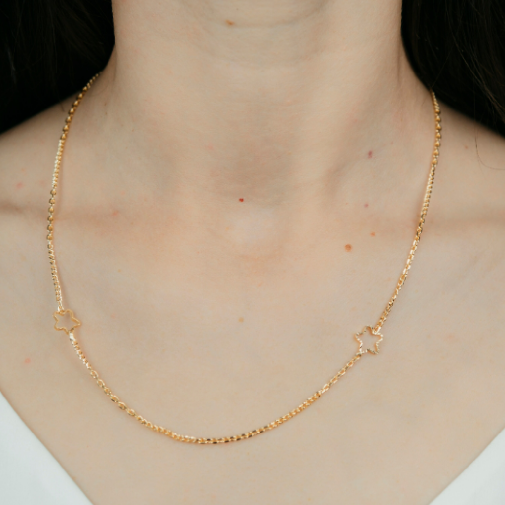 Two Star Gold Necklace