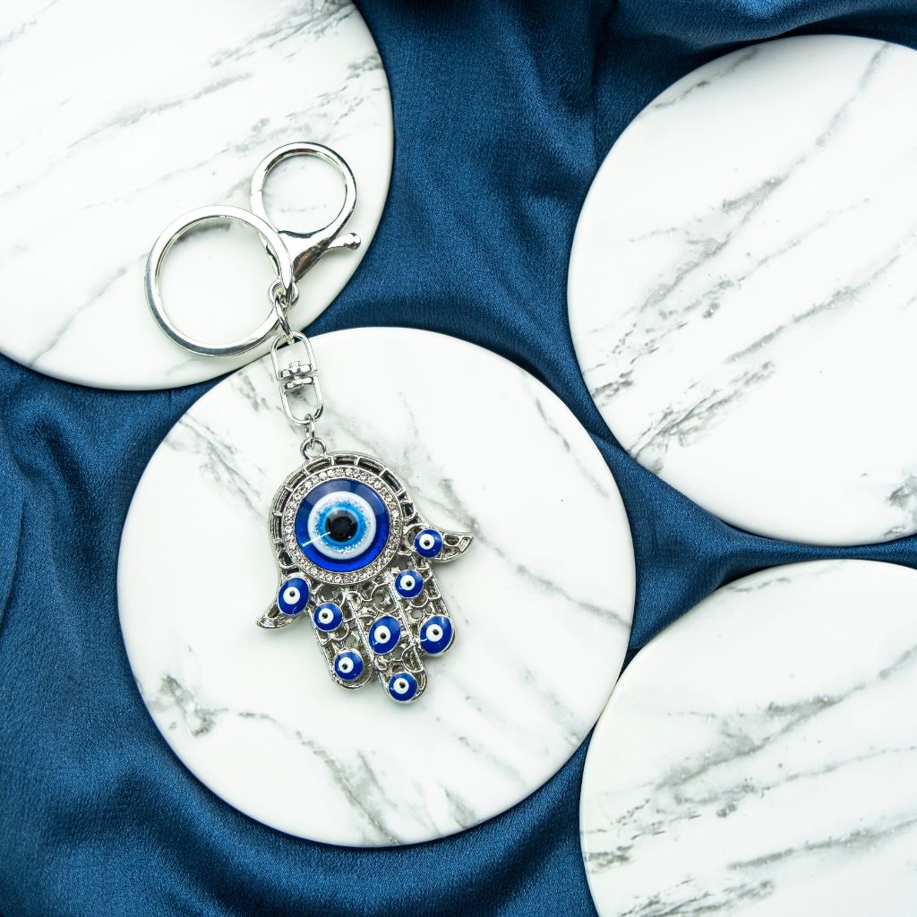 Large Hamsa Fatima Hand Turkish Protection Evil Eye Nazar mal de ojo Keychain — Boho Jewellery UK | The Colourful Aura