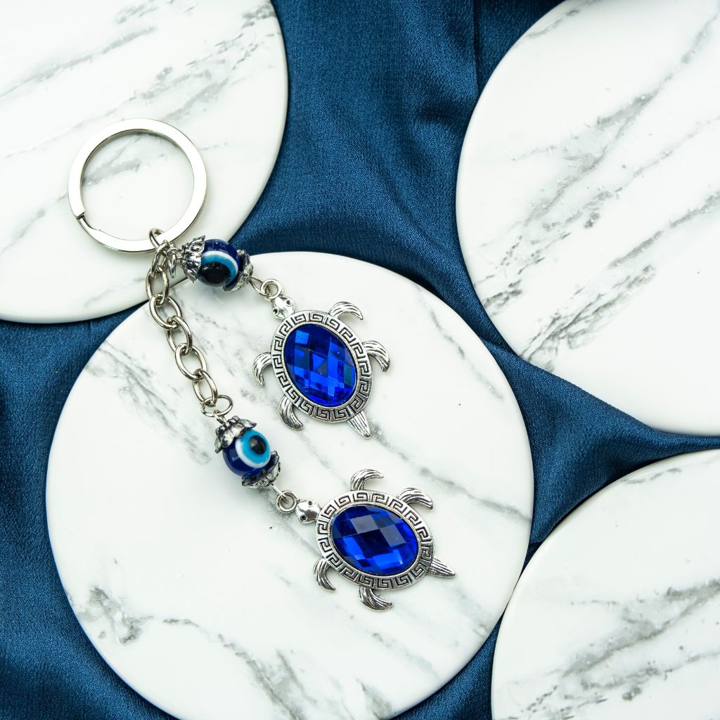 Turtle Tortoise Animal Turkish Protection Evil Eye Nazar House Car Keychain — Boho Jewellery UK | The Colourful Aura