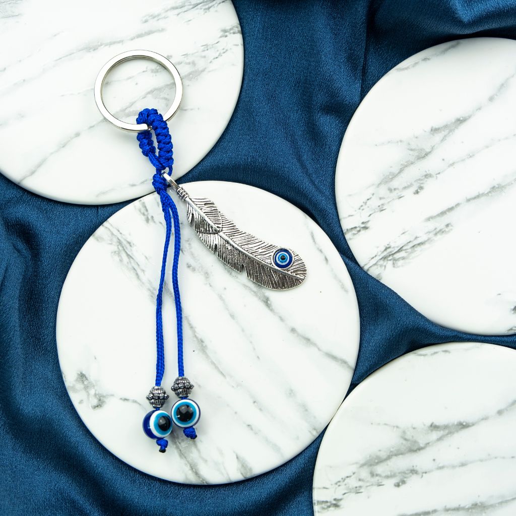 Leaf Evil Eye Tassel Turkish Protection Evil Eye Nazar House Car Keychain — Boho Jewellery UK | The Colourful Aura