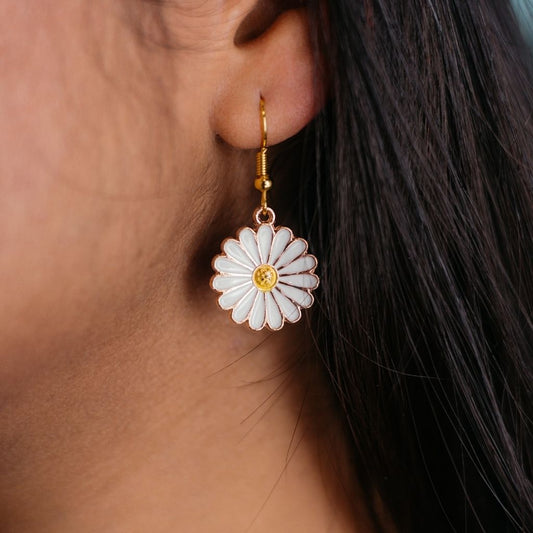 Sunflower Floral Drop Earrings