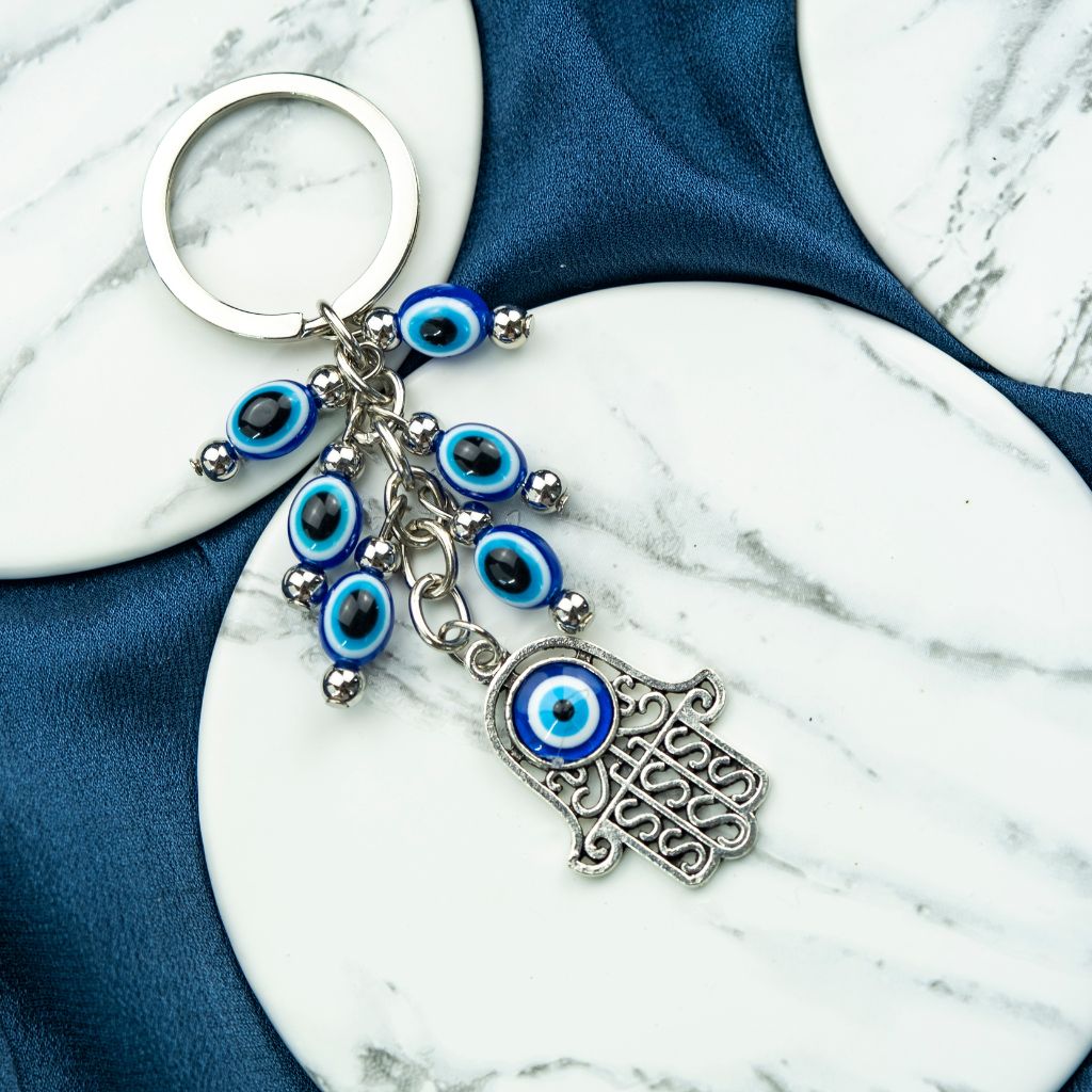 Hamsa Hand Turkish Protection Greek Evil Eye Nazar mal de ojo Keyring — Boho Jewellery UK | The Colourful Aura