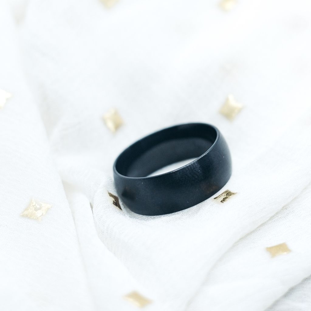 8mm Mens Matt Black Blue Silver Plain Tungsten Engagement Band Ring