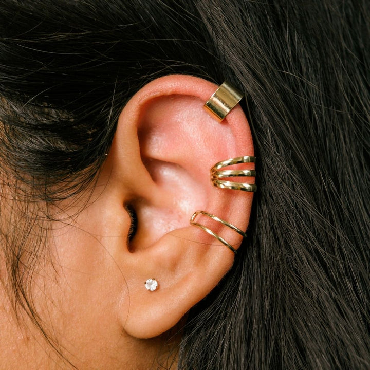 Gold Plated 3 Piece Adjustable Non Piercing Everyday Helix Ear Cuff Band — Boho Jewellery UK | The Colourful Aura