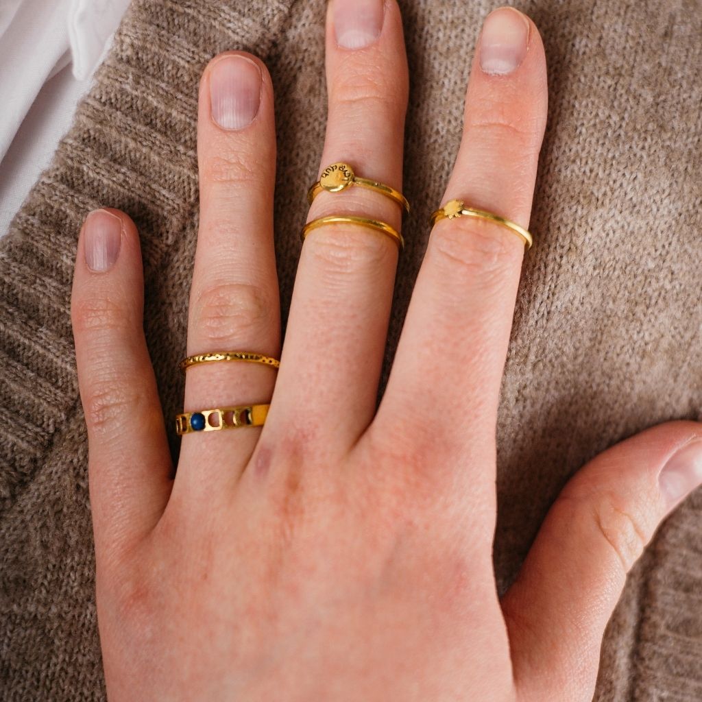 5 Pcs Set Golden Bohemian Vintage Tribal Metallic Fashion Fingers Rings