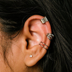 Gold Plated 3 Piece Adjustable Non Piercing Everyday Helix Ear Cuff Band (Close-up Detail) | The Colourful Aura