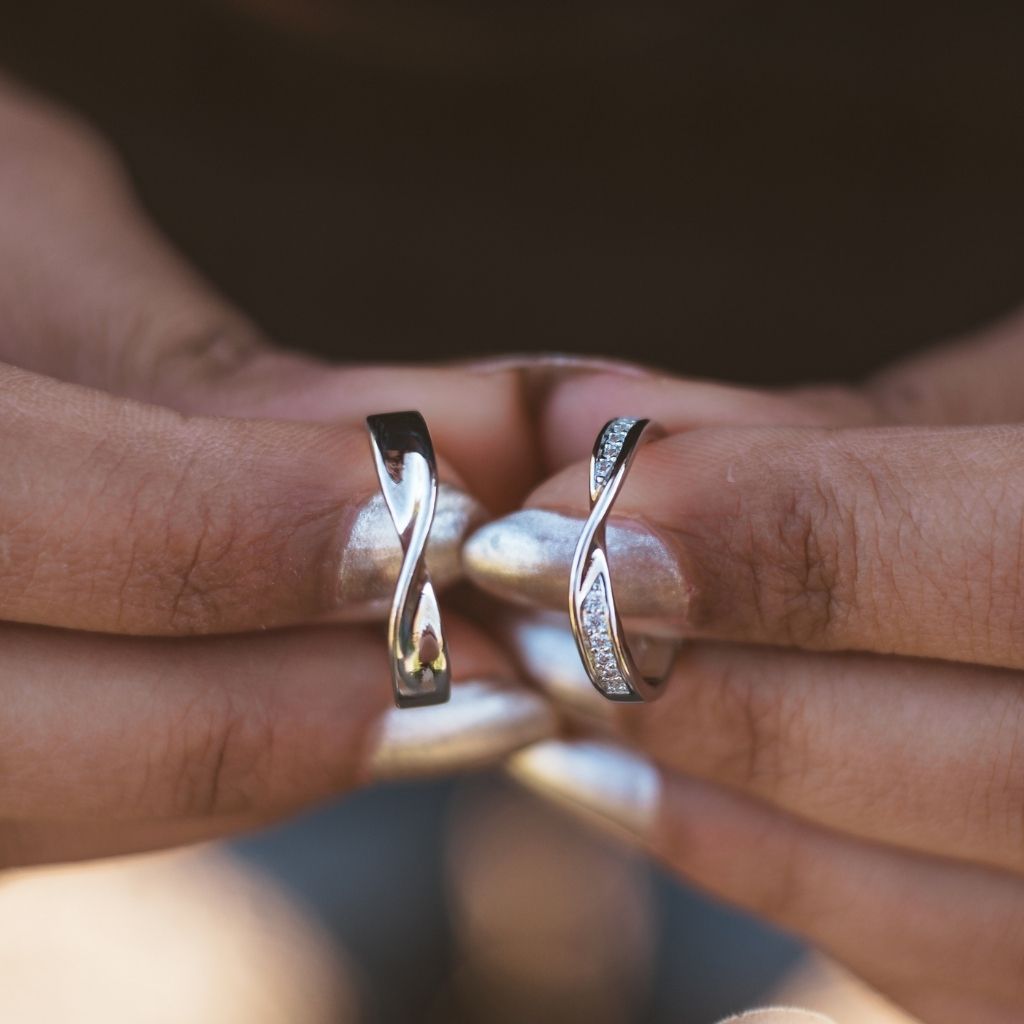 Adjustable Sterling His And Hers Ring Set