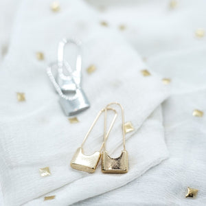 Gold and Silver Safety Pin Earrings
