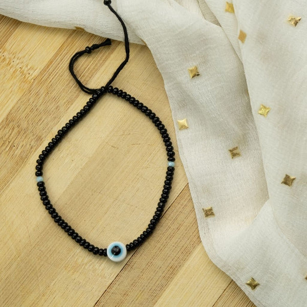 Evil Eye Beaded Bracelet | Blue & Black - Set and Single Evil Eye 4mm Bracelet / 7.5 (Women's L)