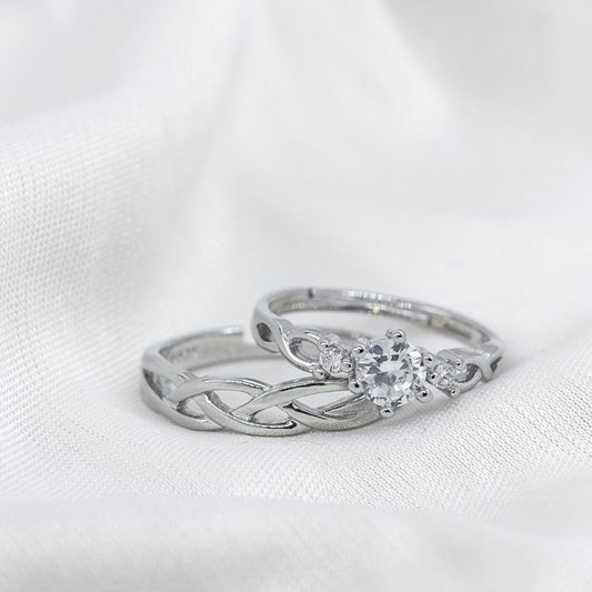 Couple Promise Braid Ring set