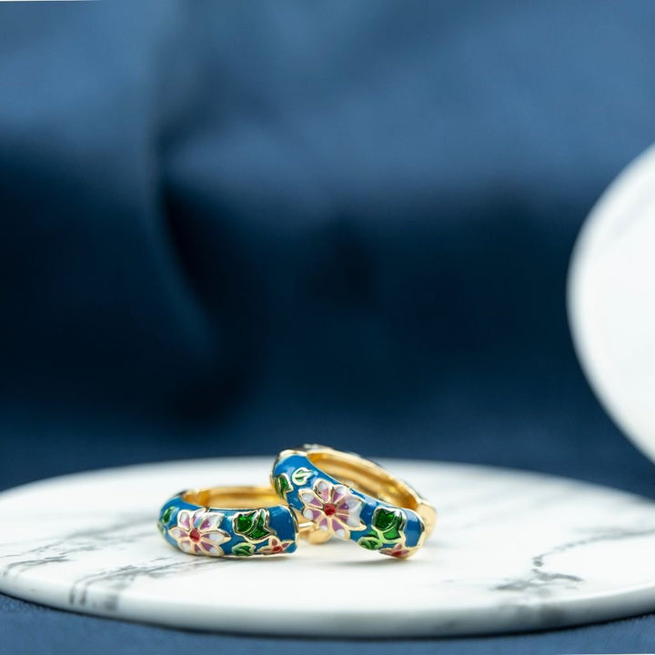 Enamel Huggie Hoop Earrings