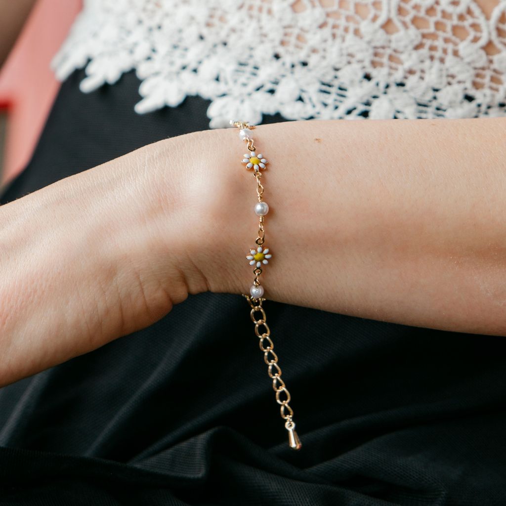 Gold Silver Sun Flower Pearl Charms Beaded Summer Indie Boho Daisy Floral — Boho Jewellery UK | The Colourful Aura