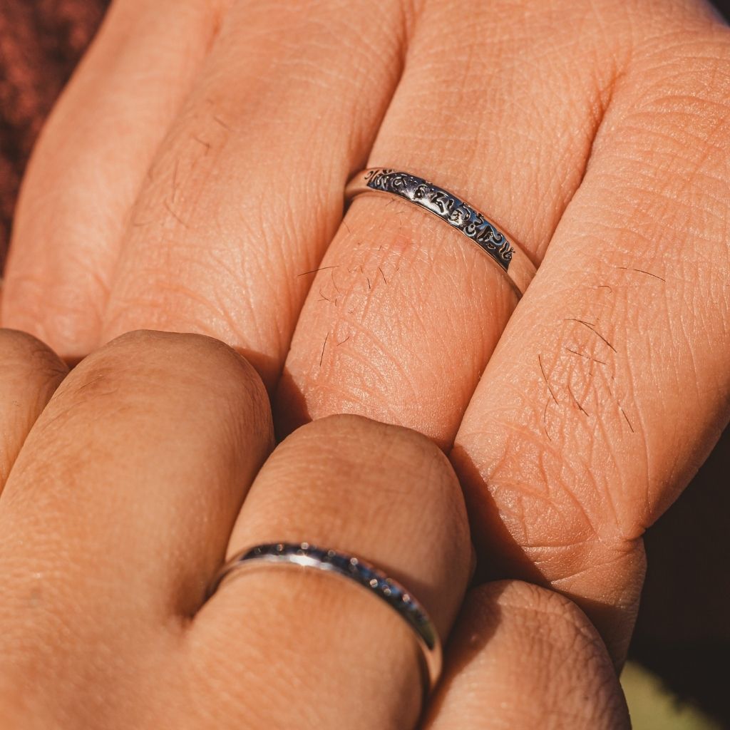 Tibetan Buddhism Prayer Matching Couple Promise Ring Set