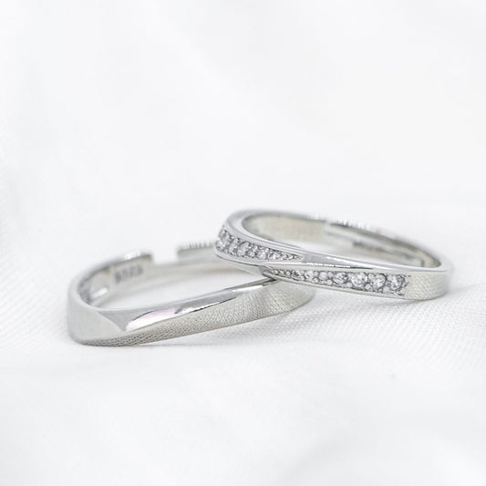 Silver Zircon Ring Set