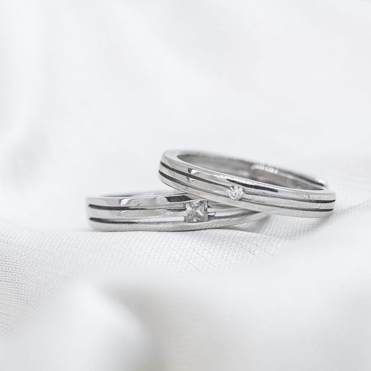 Silver Zircon Band Set