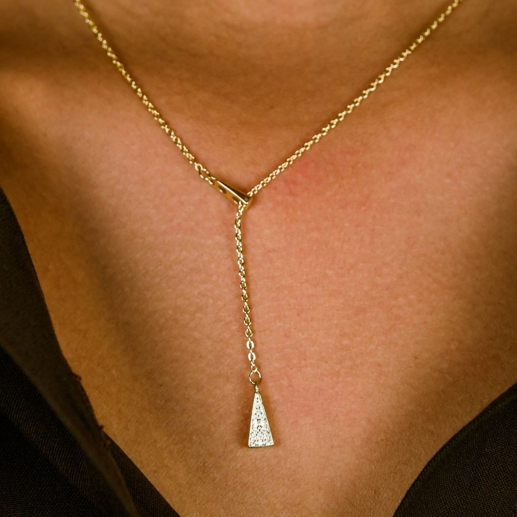Triangle Y Shape Lariat Necklace.