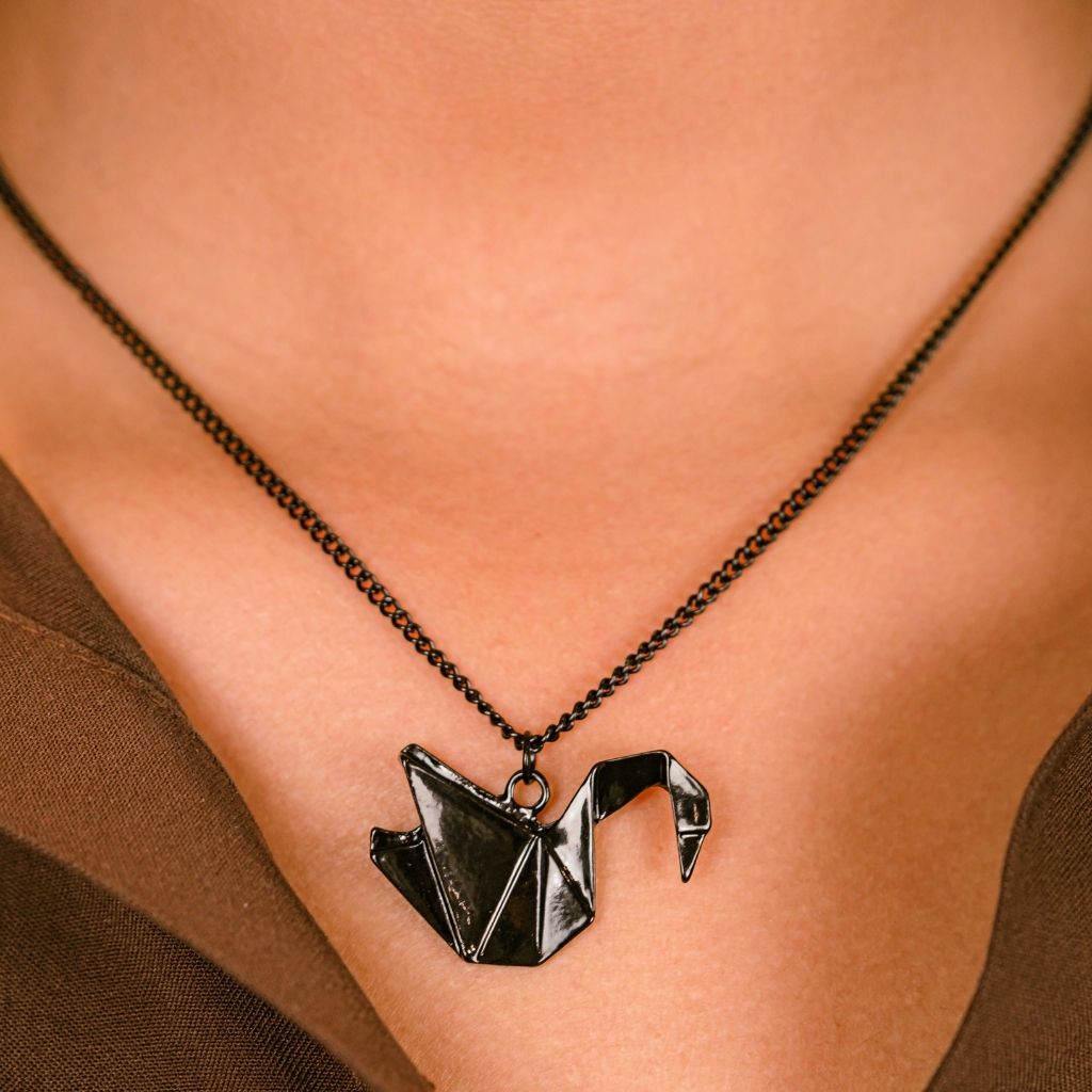 Large Paper Cranes Swan Origami Pigeon Bird Animal Pendant Necklace