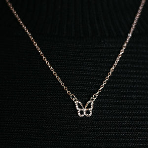 Silver and Gold Sparkly Dainty Butterfly Minimalistic Pendant Necklace (Close-up Detail) | The Colourful Aura