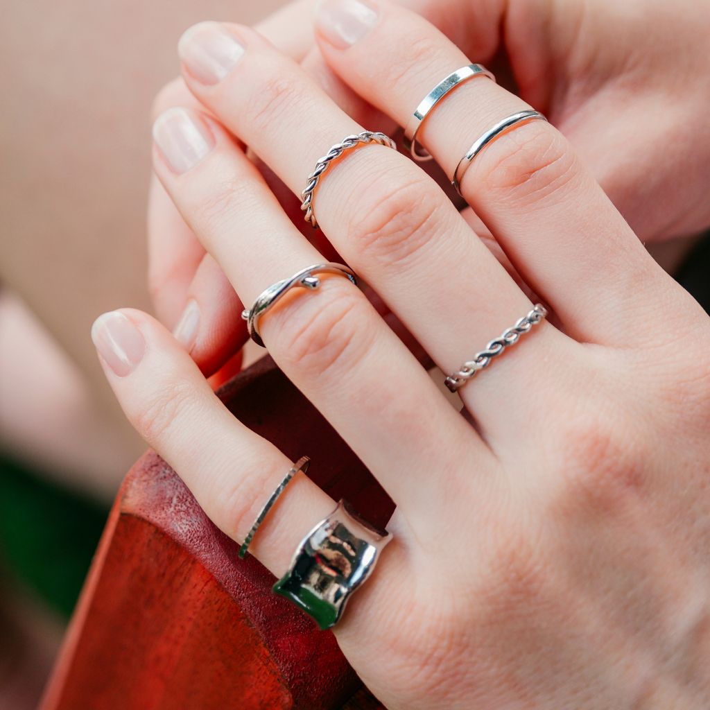 Boho ring set deals silver